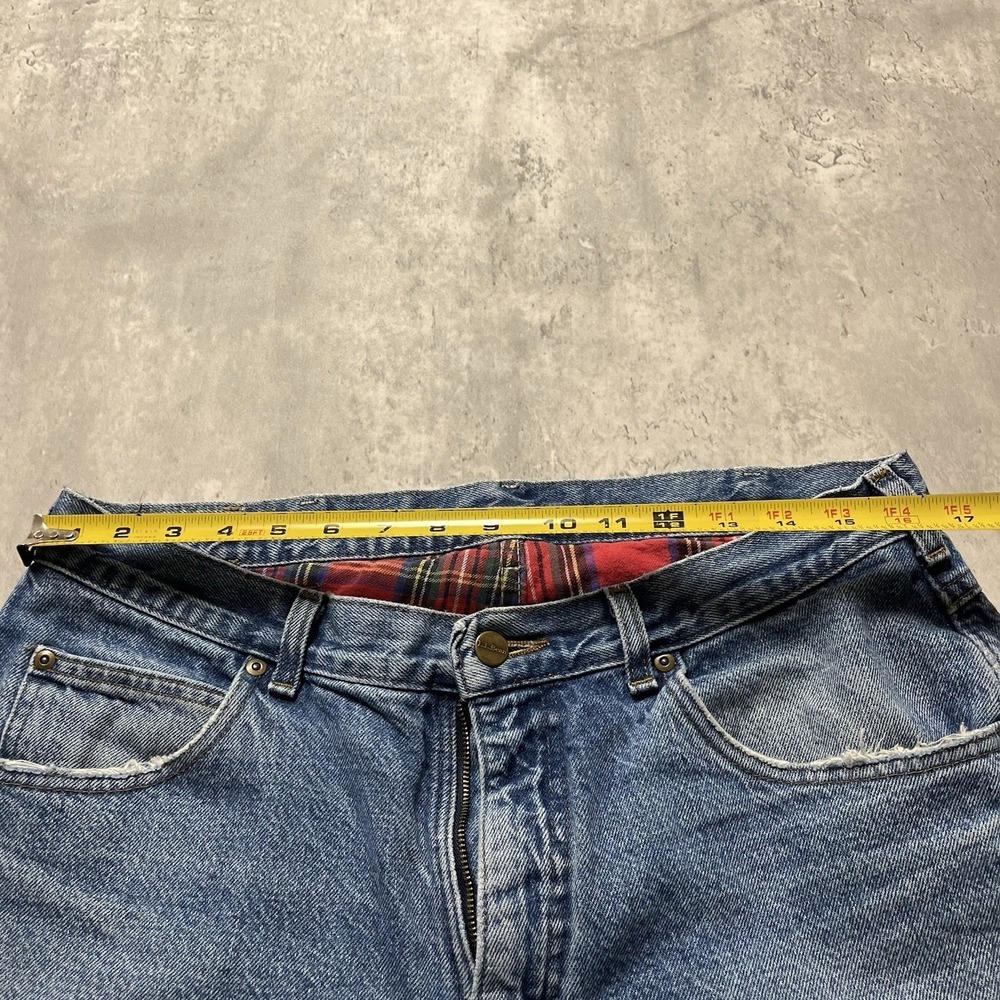 Vintage LL Bean Mens Red Plaid Flannel Jeans Size 32x30 Relaxed Fit USA Made - Picture 5 of 13